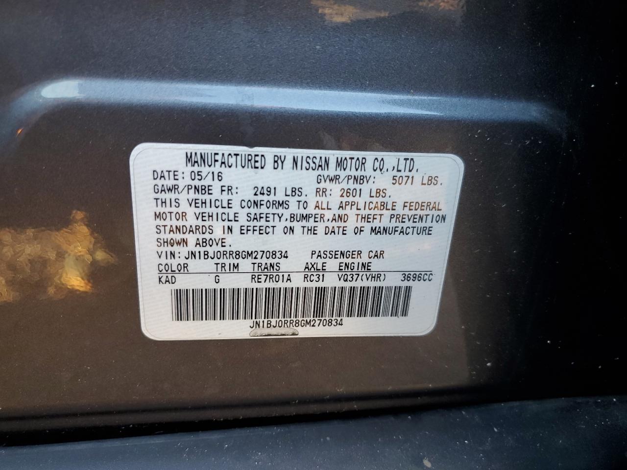 2016 Infiniti Qx50 VIN: JN1BJ0RR8GM270834 Lot: 92706525