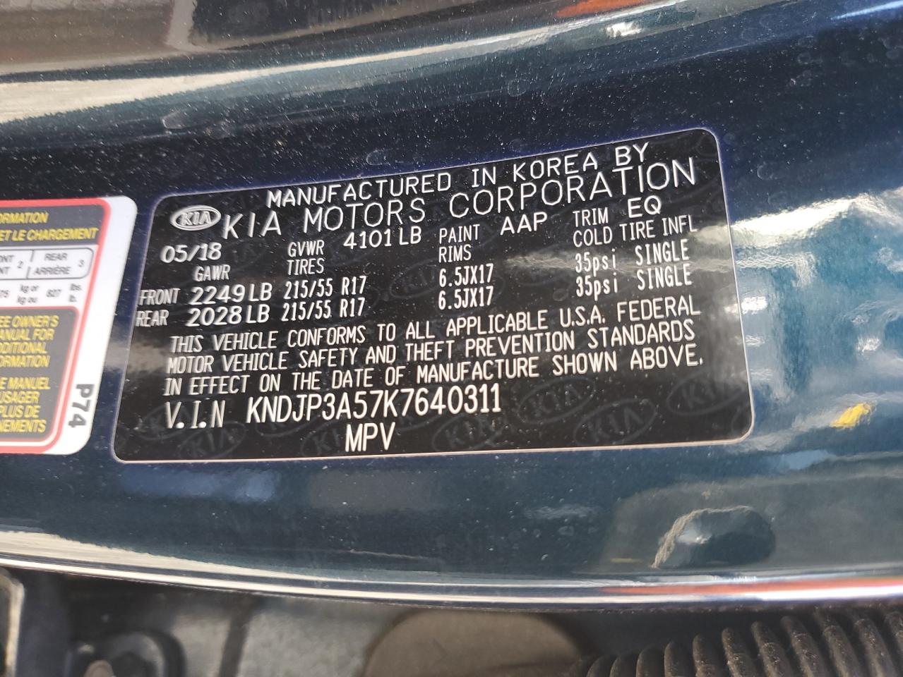 2019 Kia Soul + VIN: KNDJP3A57K7640311 Lot: 92760155