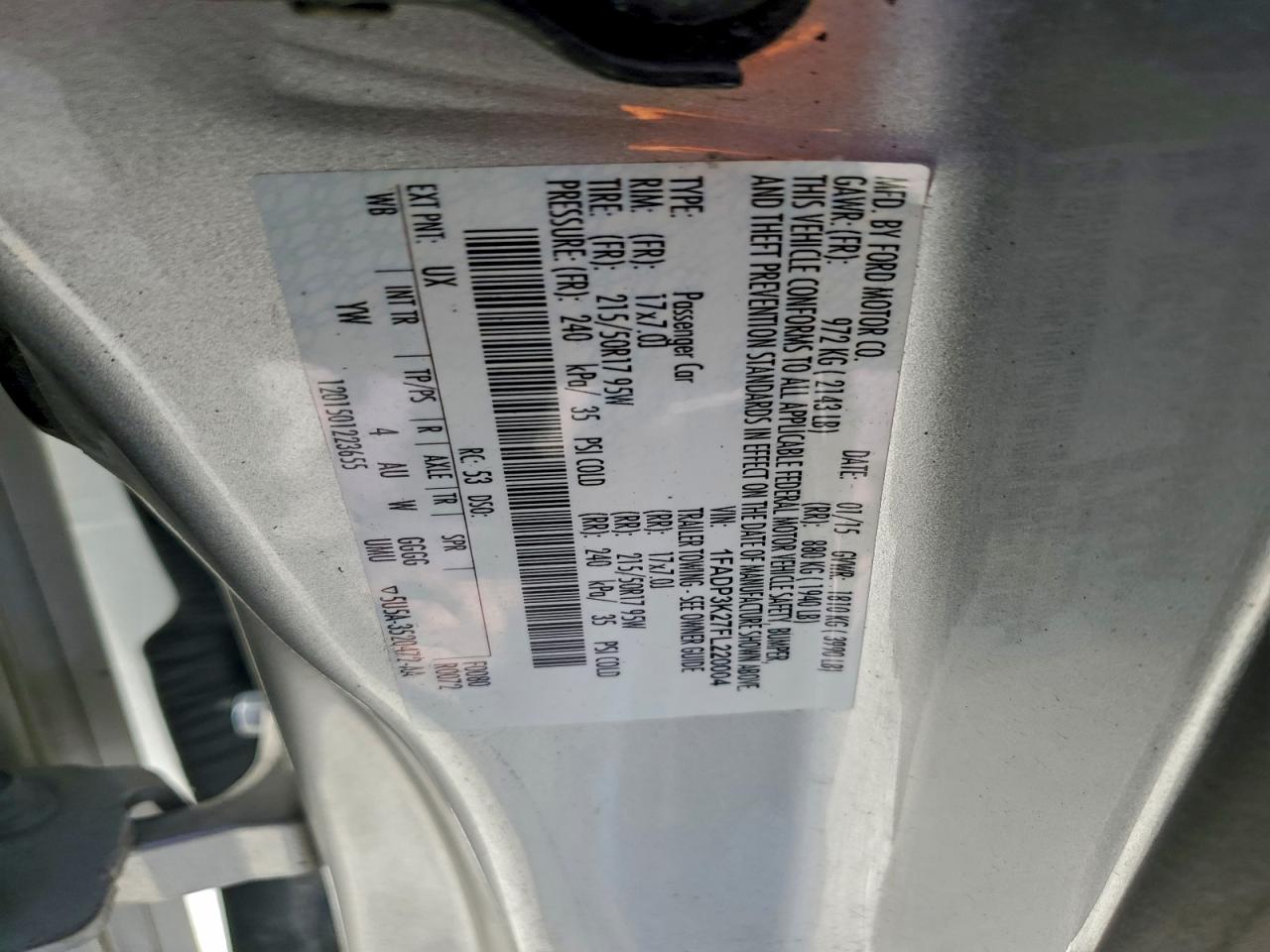 2015 Ford Focus Se VIN: 1FADP3K27FL220004 Lot: 94762775