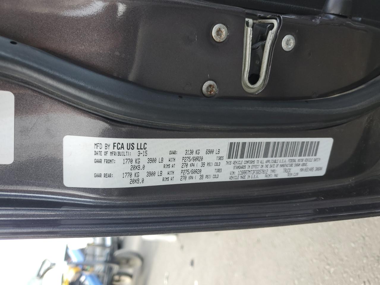 2015 Ram 1500 Sport VIN: 1C6RR7MT3FS657812 Lot: 91227535