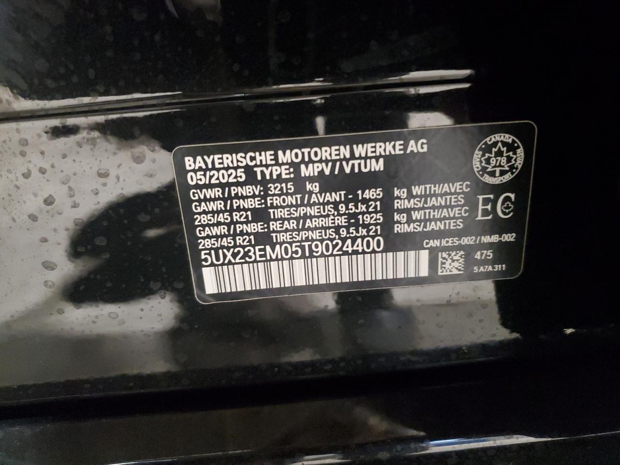 2026 BMW X7 xDrive40I VIN: 5UX23EM05T9024400 Lot: 85361365