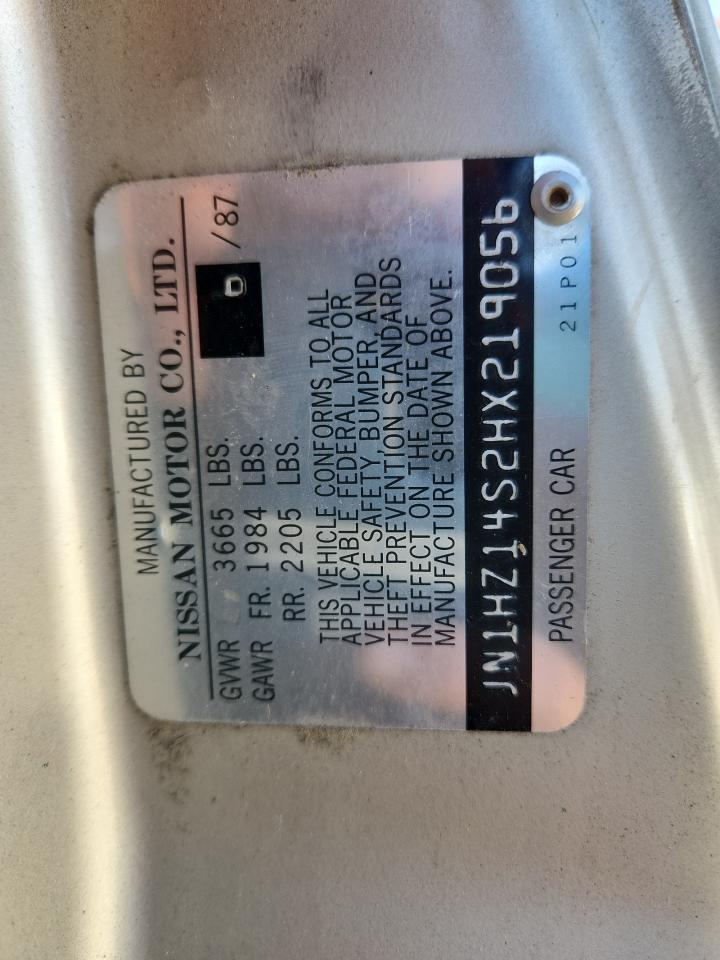 1987 Nissan 300Zx VIN: JN1HZ14S2HX219056 Lot: 90580575