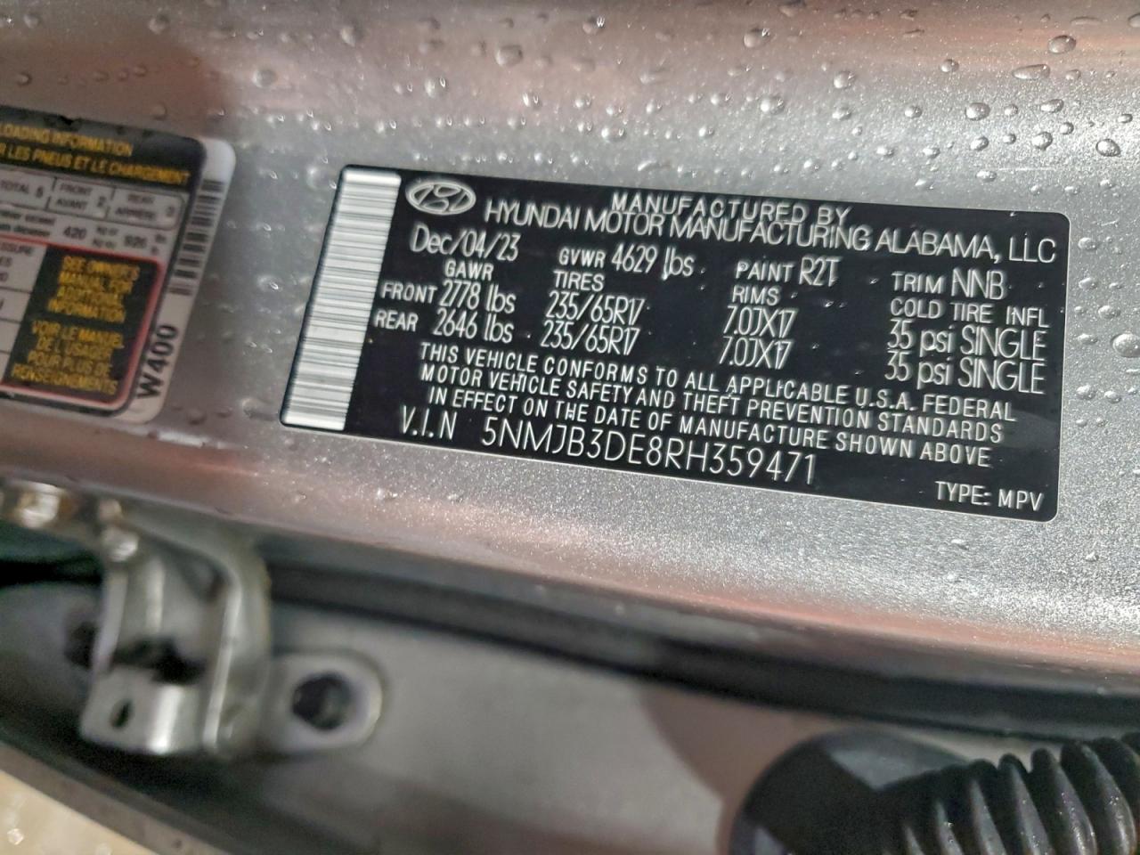 2024 Hyundai Tucson Sel VIN: 5NMJB3DE8RH359471 Lot: 93853035