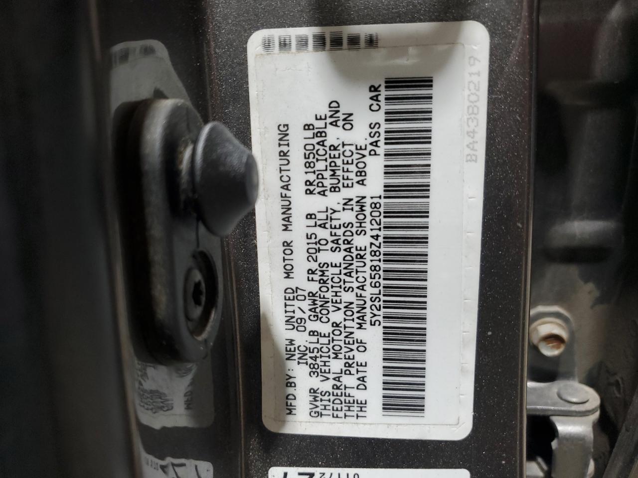 2008 Pontiac Vibe VIN: 5Y2SL65818Z412081 Lot: 93434085