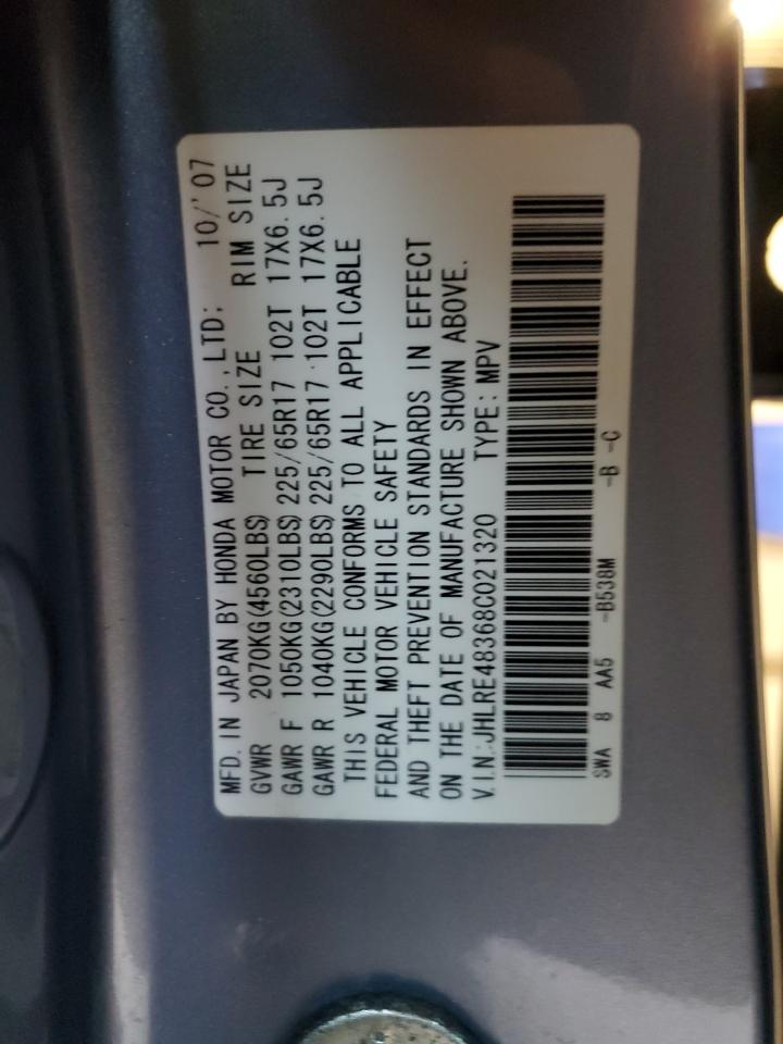 2008 Honda Cr-V Lx VIN: JHLRE48368C021320 Lot: 90899225