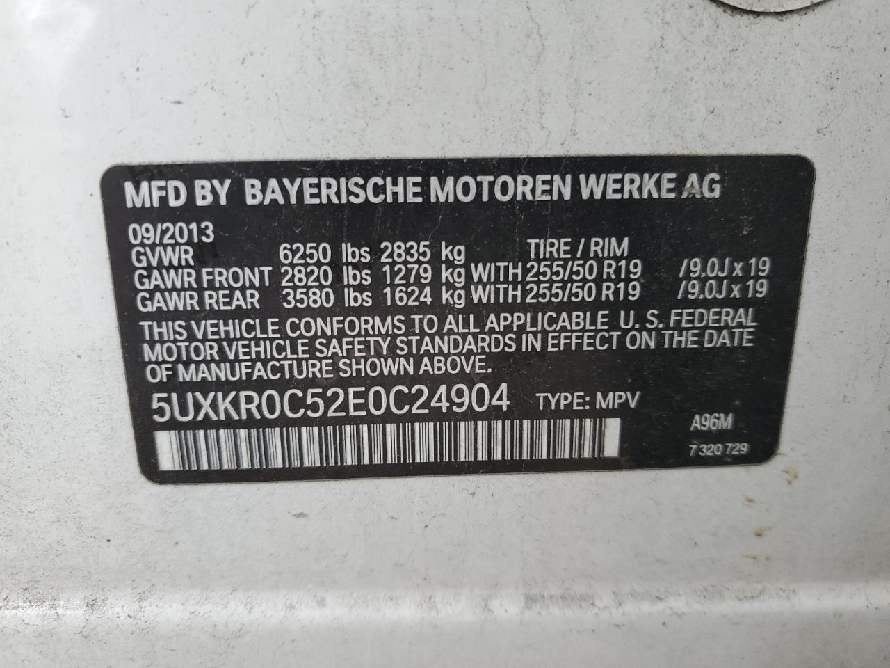 2014 BMW X5 xDrive35I VIN: 5UXKR0C52E0C24904 Lot: 92868885