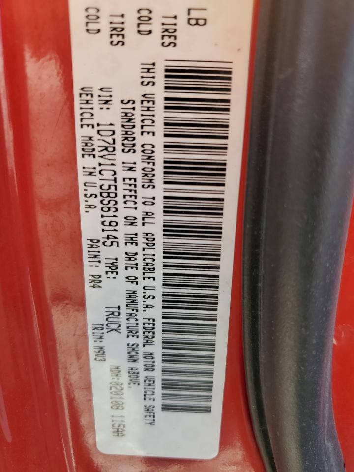 2011 Dodge Ram 1500 VIN: 1D7RV1CT5BS619145 Lot: 91078915