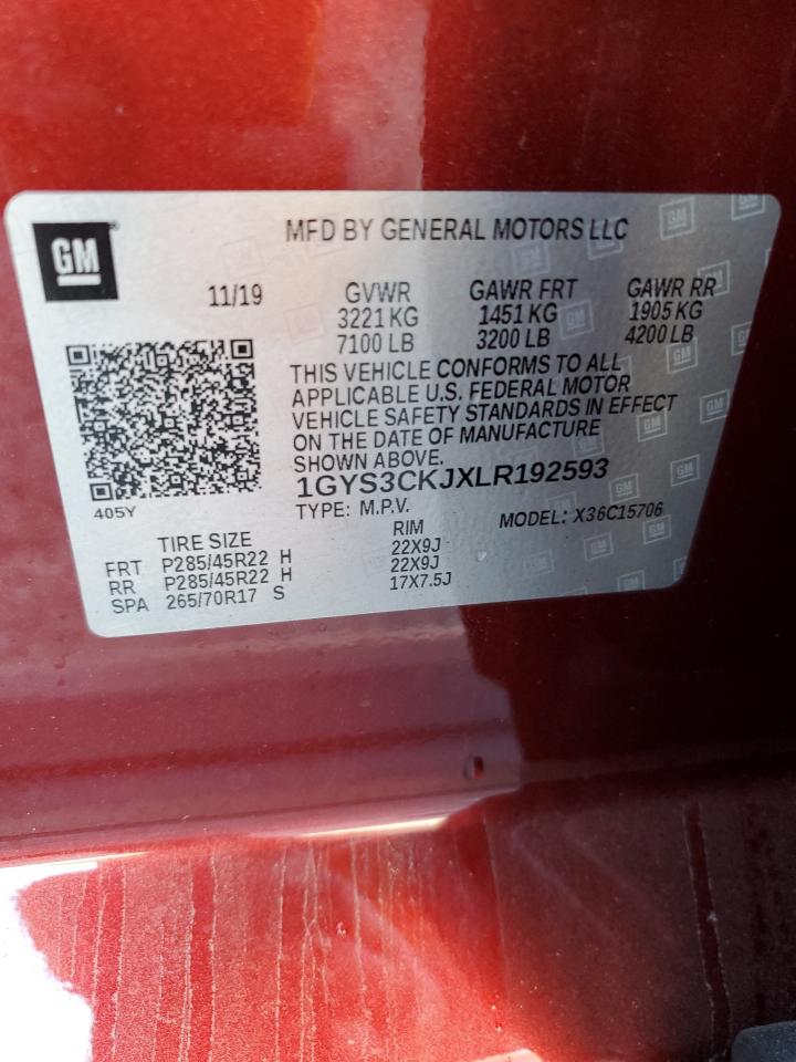 2020 Cadillac Escalade Premium Luxury VIN: 1GYS3CKJXLR192593 Lot: 92393115