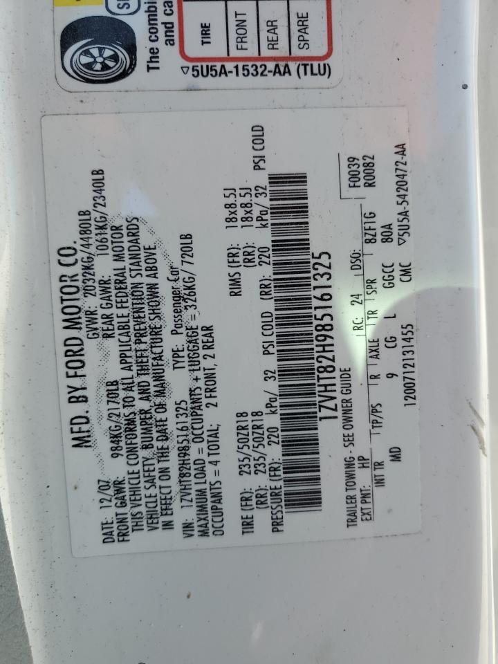 2008 Ford Mustang Gt VIN: 1ZVHT82H985161325 Lot: 91248895