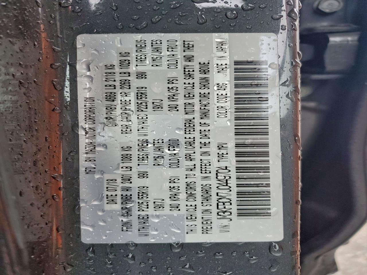 2018 Mazda Cx-5 Touring VIN: JM3KFBCM7J0449704 Lot: 92371025