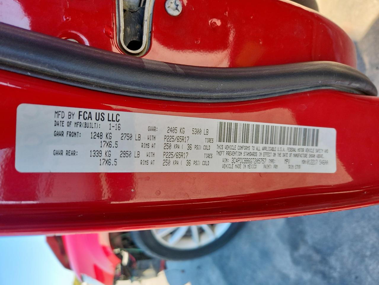 2016 Dodge Journey Sxt VIN: 3C4PDCBB6GT205757 Lot: 91288815