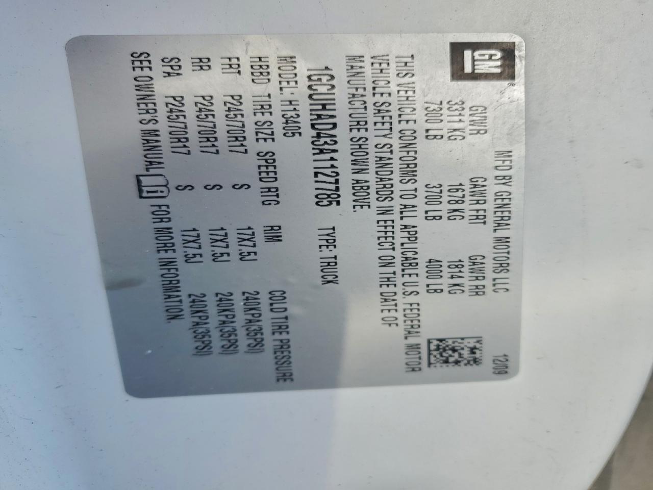 2010 Chevrolet Express G1500 VIN: 1GCUHAD43A1127785 Lot: 91887065