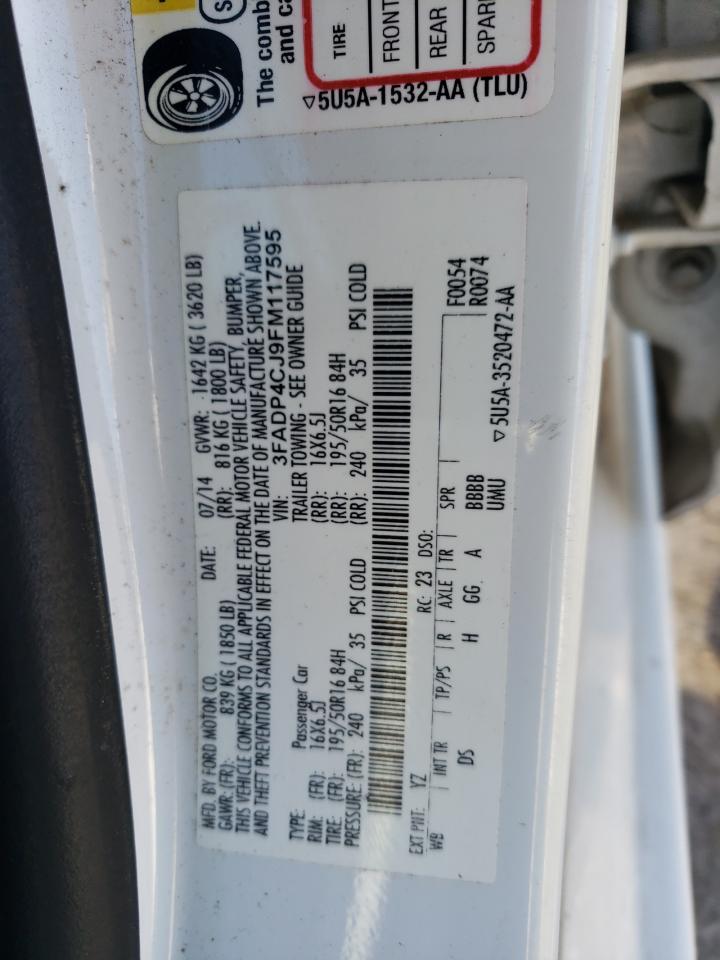 2015 Ford Fiesta Titanium VIN: 3FADP4CJ9FM117595 Lot: 92238265