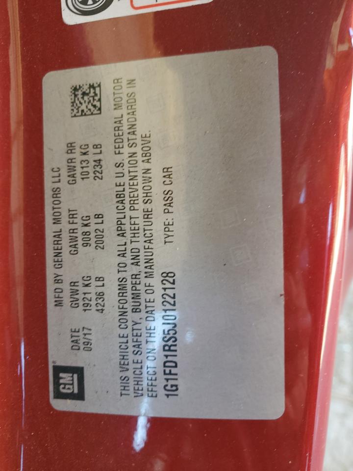 2018 Chevrolet Camaro Lt VIN: 1G1FD1RS5J0122128 Lot: 91466925