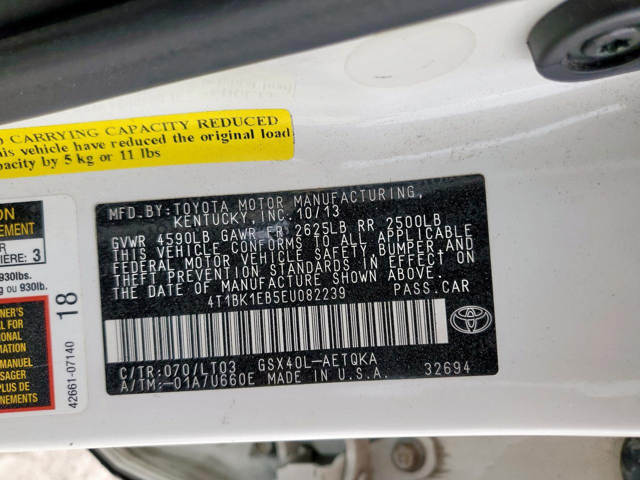 2014 Toyota Avalon Base VIN: 4T1BK1EB5EU082239 Lot: 93225885