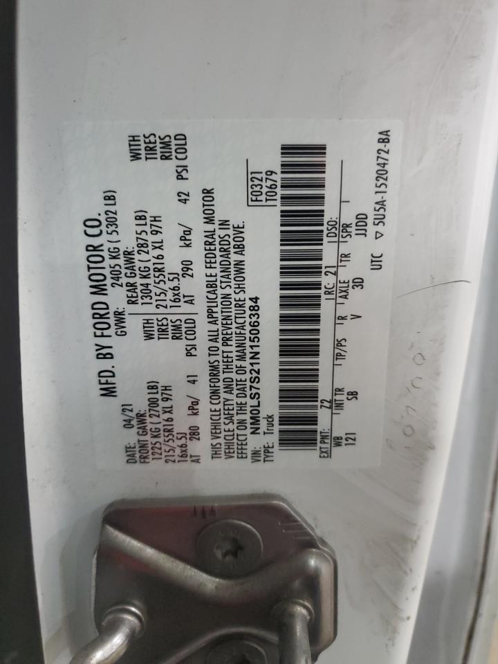 2022 Ford Transit Connect Xl VIN: NM0LS7S21N1506384 Lot: 93655815