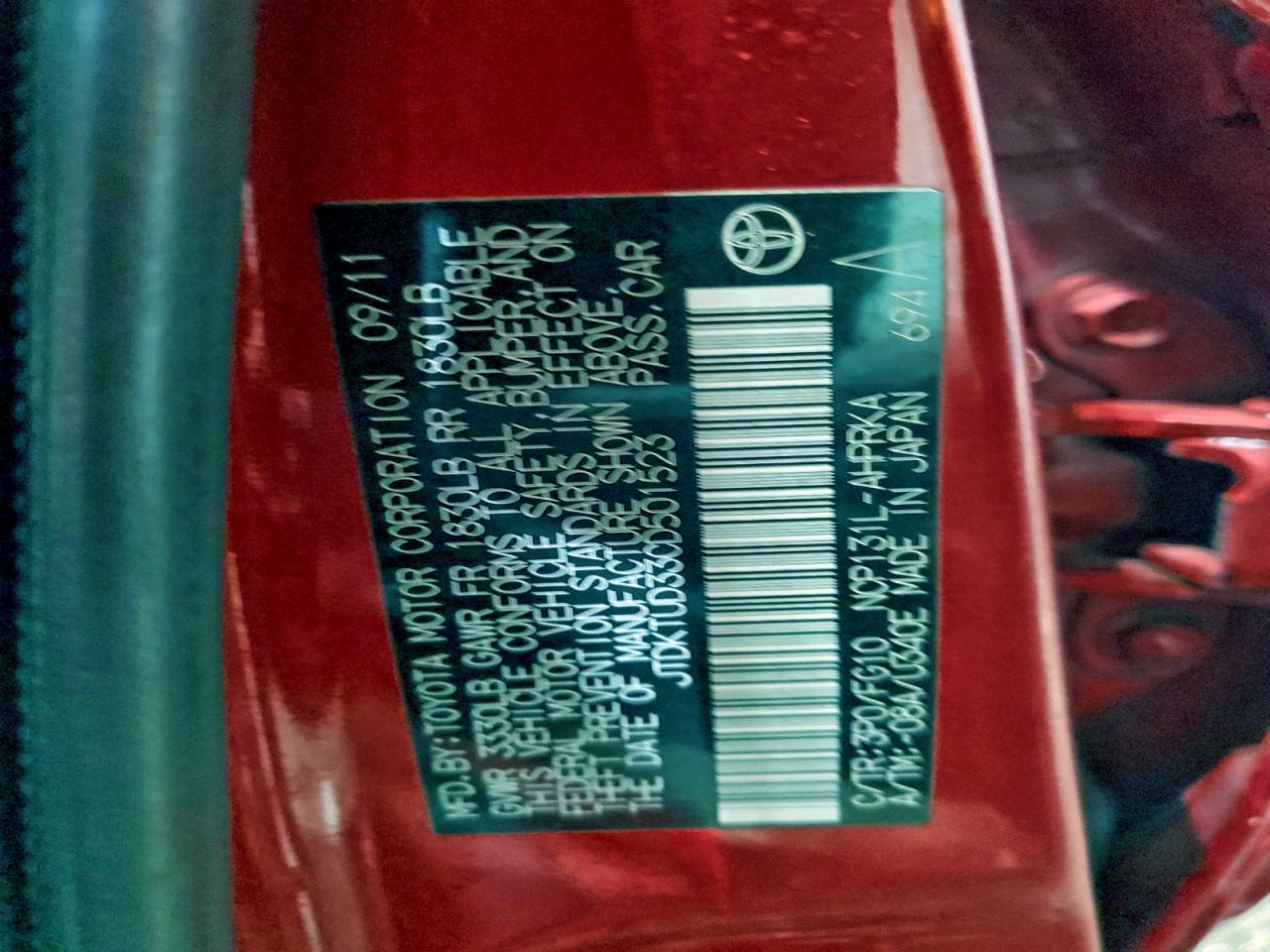 2012 Toyota Yaris VIN: JTDKTUD33CD501523 Lot: 94026575