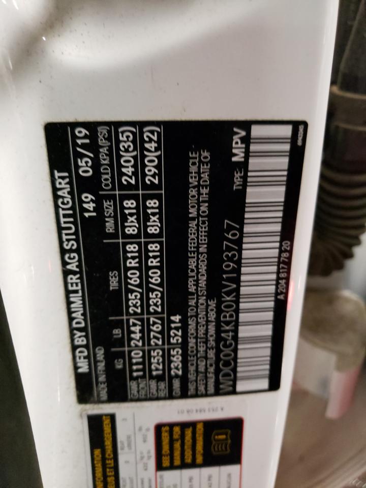 2019 Mercedes-Benz Glc 300 4Matic VIN: WDC0G4KB0KV193767 Lot: 92940455