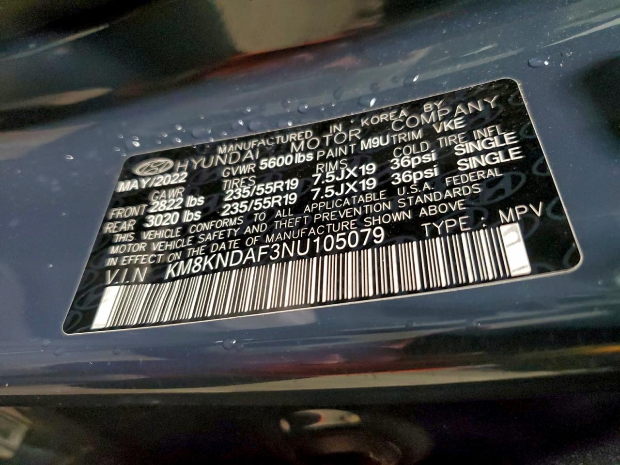 2022 Hyundai Ioniq 5 Sel VIN: KM8KNDAF3NU105079 Lot: 94895235