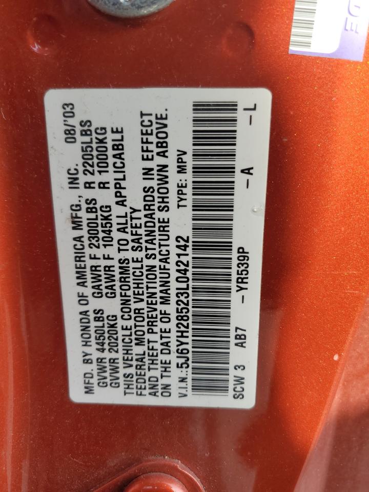 2003 Honda Element Ex VIN: 5J6YH28523L042142 Lot: 91426775