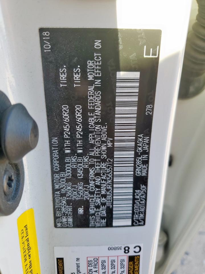 2019 Toyota 4Runner Sr5/Sr5 Premium VIN: JTEBU5JR7K5635712 Lot: 90978955