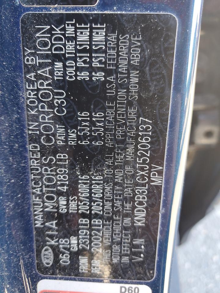 2018 Kia Niro Fe VIN: KNDCB3LCXJ5206137 Lot: 92510165