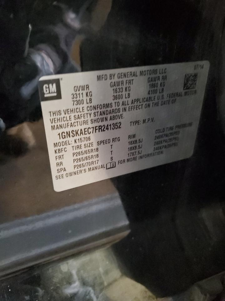 2015 Chevrolet Tahoe K1500 Ls VIN: 1GNSKAEC7FR241352 Lot: 91119495