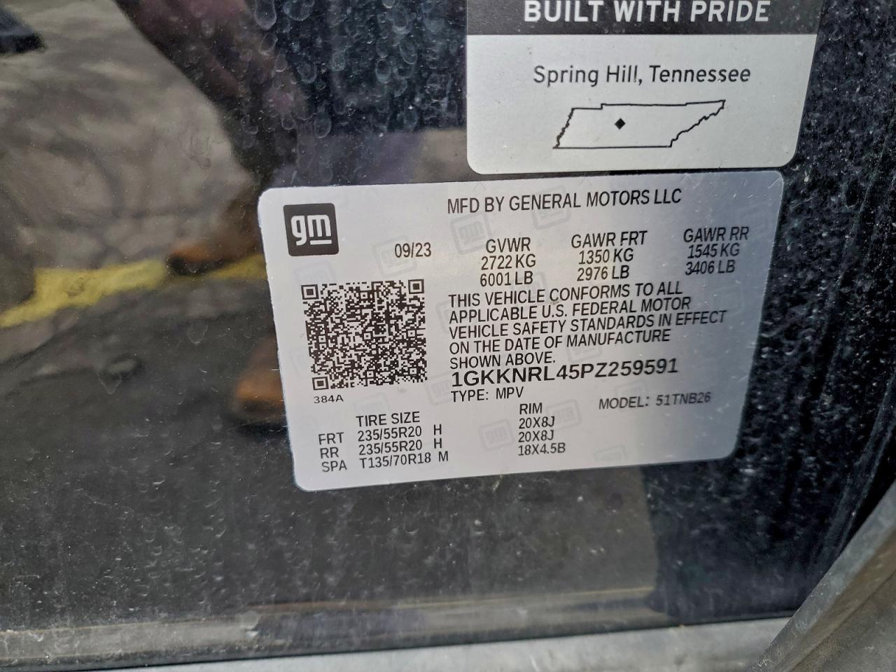 2023 GMC Acadia Sle VIN: 1GKKNRL45PZ259591 Lot: 93036175
