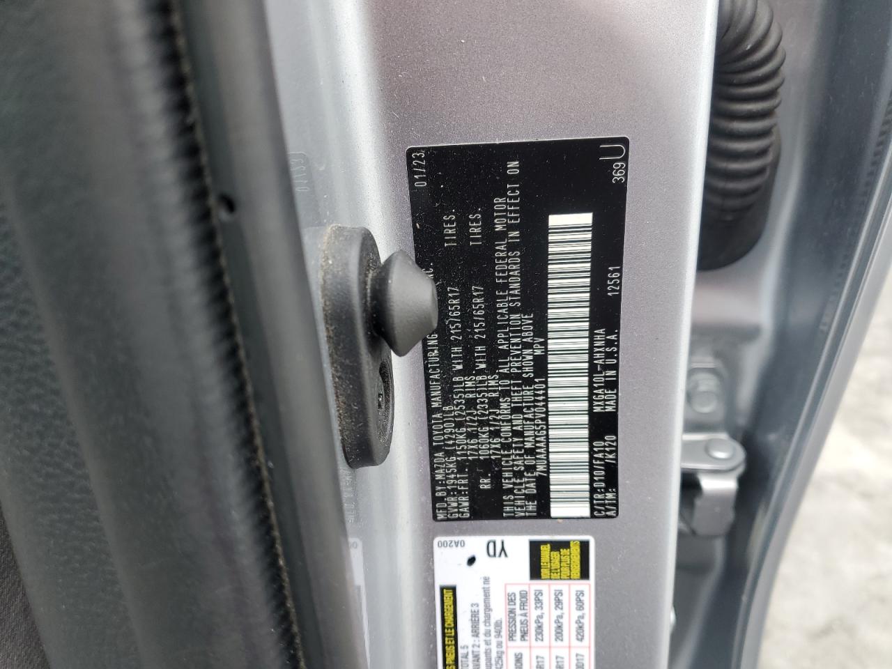 2023 Toyota Corolla Cross L VIN: 7MUAAAAG5PV044401 Lot: 93945135