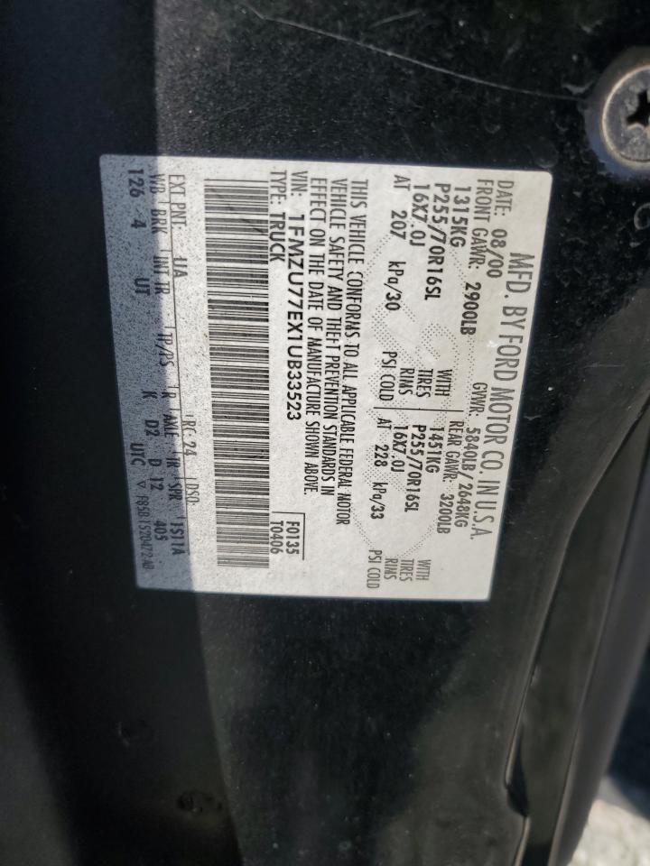 2001 Ford Explorer Sport Trac VIN: 1FMZU77EX1UB33523 Lot: 91788745