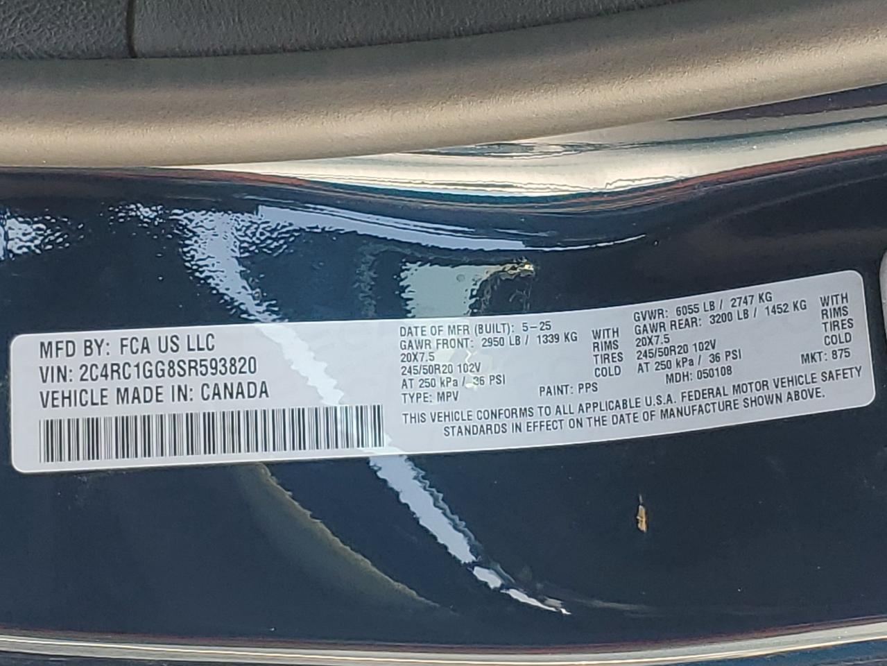 2025 Chrysler Pacifica Limited VIN: 2C4RC1GG8SR593820 Lot: 90901745