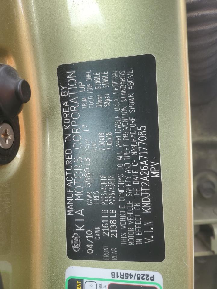 2010 Kia Soul + VIN: KNDJT2A26A7177085 Lot: 93312635