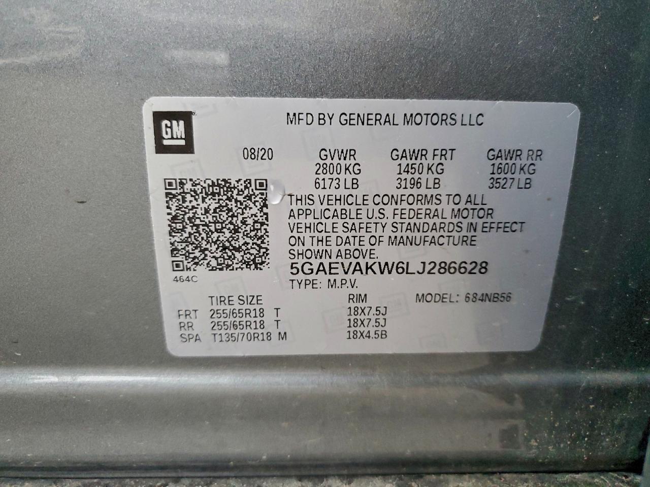 2020 Buick Enclave Essence VIN: 5GAEVAKW6LJ286628 Lot: 94263035