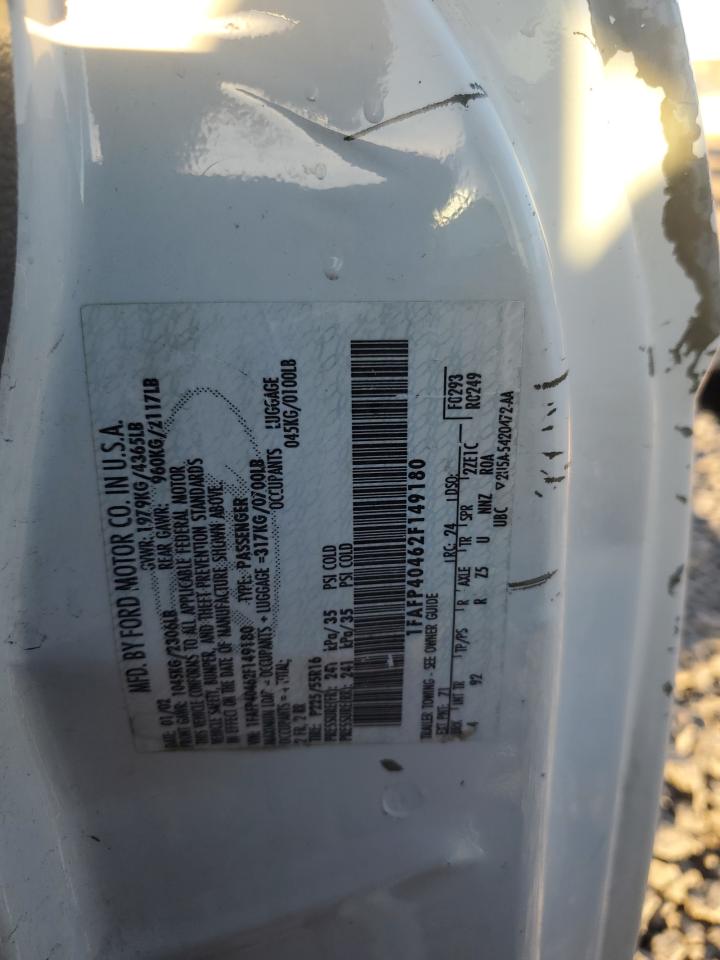 2002 Ford Mustang VIN: 1FAFP40462F149180 Lot: 92097525