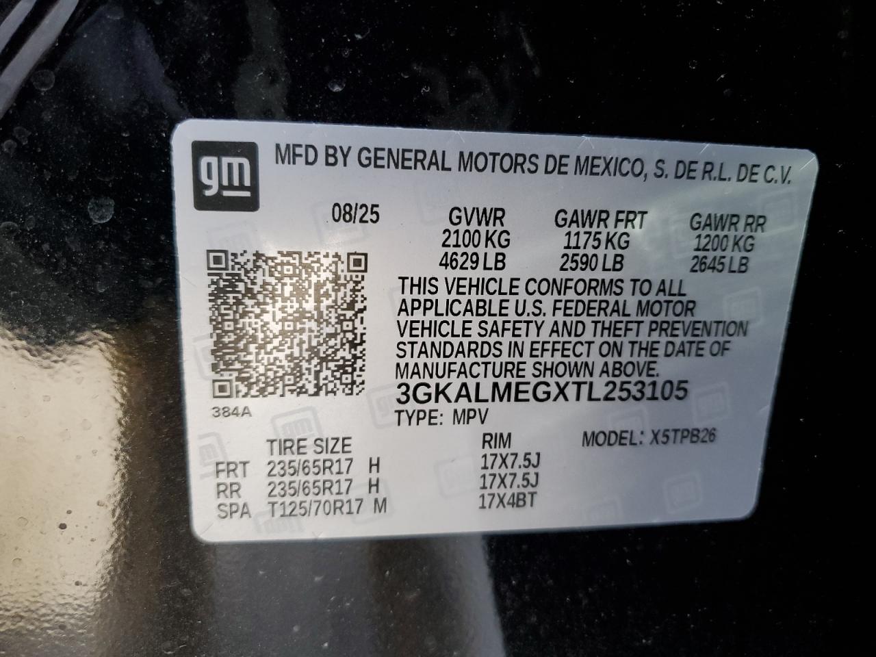 2026 GMC Terrain Elevation VIN: 3GKALMEGXTL253105 Lot: 92529305