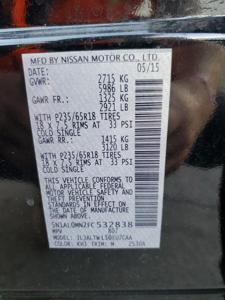 2015 Infiniti Qx60 VIN: 5N1AL0MN2FC532838 Lot: 91316425