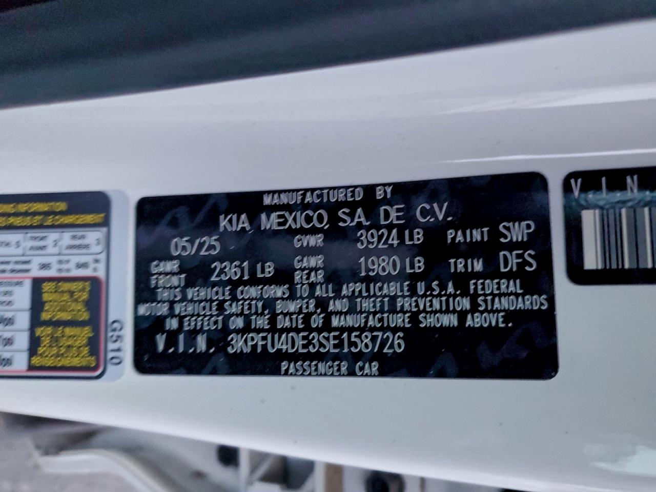 2025 Kia K4 Ex VIN: 3KPFU4DE3SE158726 Lot: 94578535