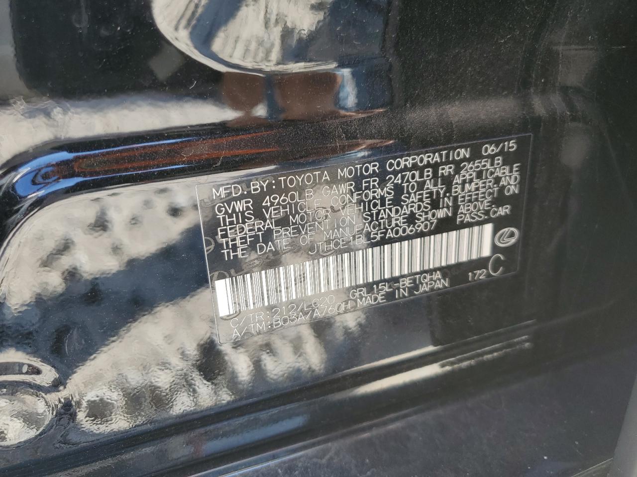 2015 Lexus Gs 350 VIN: JTHCE1BL5FA006907 Lot: 93526925