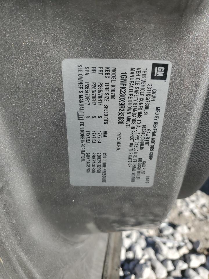 2009 Chevrolet Tahoe K1500 Lt VIN: 1GNFK230X9R233086 Lot: 91672995