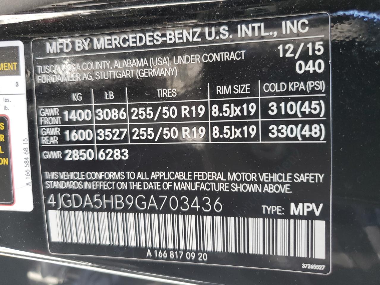 2016 Mercedes-Benz Gle 350 4Matic VIN: 4JGDA5HB9GA703436 Lot: 85738235