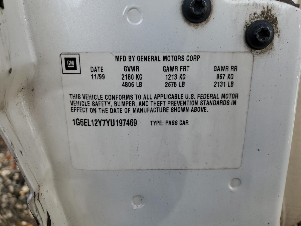 2000 Cadillac Eldorado Esc VIN: 1G6EL12Y7YU197469 Lot: 90973045