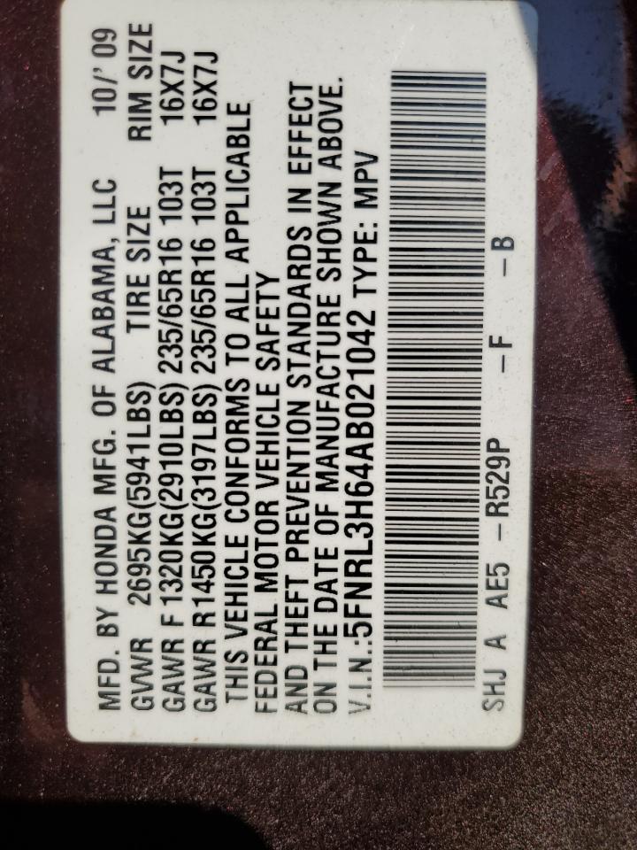 2010 Honda Odyssey Exl VIN: 5FNRL3H64AB021042 Lot: 93842475