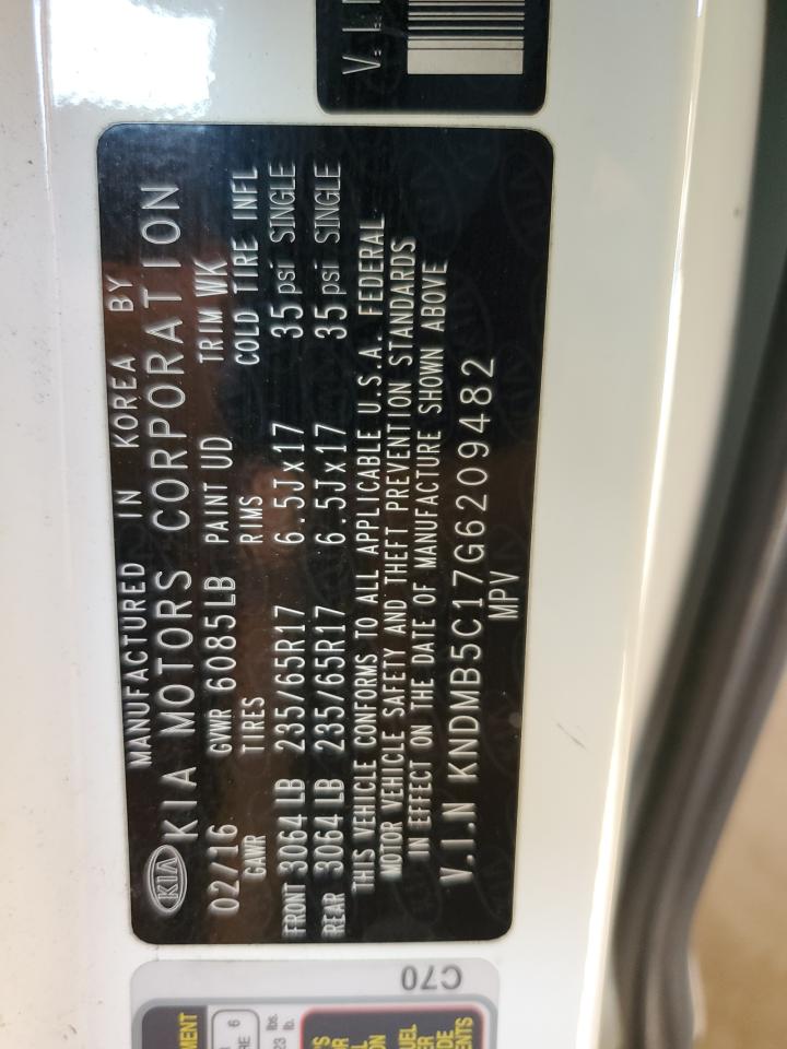 2016 Kia Sedona Lx VIN: KNDMB5C17G6209482 Lot: 91845735