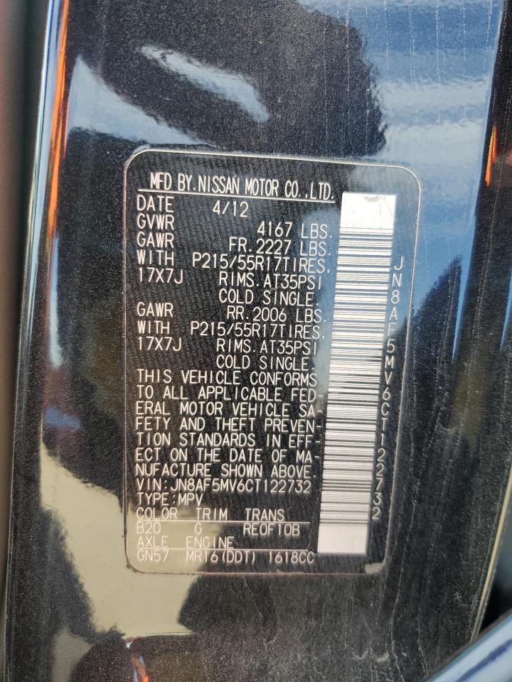 2012 Nissan Juke S VIN: JN8AF5MV6CT122732 Lot: 92596135