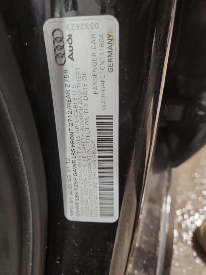 2012 Audi A6 Prestige VIN: WAUHGAFC1CN111604 Lot: 92168085