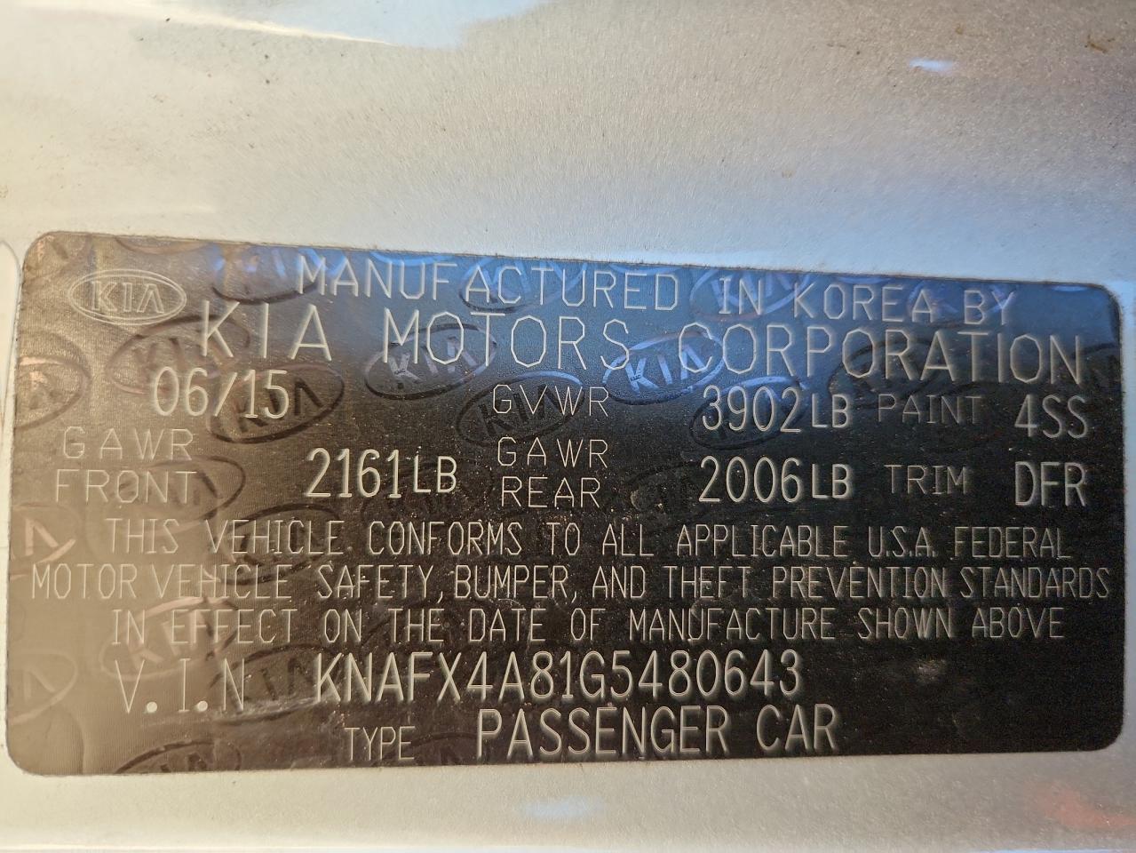 2016 Kia Forte Ex VIN: KNAFX4A81G5480643 Lot: 93274425