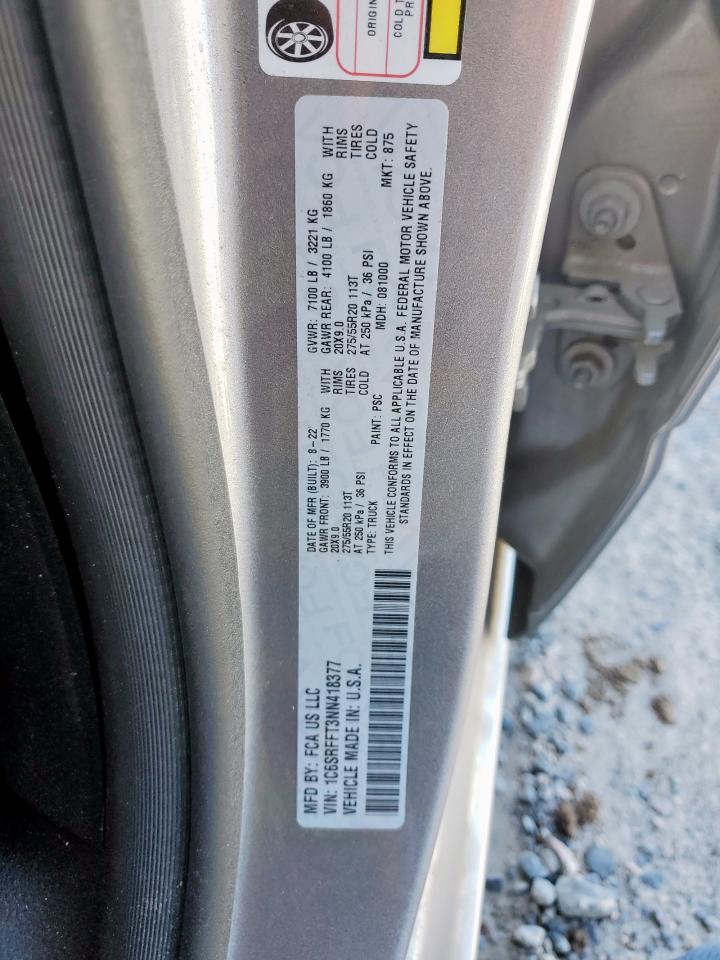 2022 Ram 1500 Big Horn/Lone Star VIN: 1C6SRFFT3NN418377 Lot: 91870845