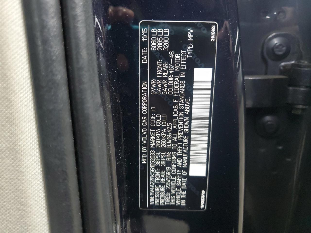 2016 Volvo Xc90 T6 VIN: YV4A22PK5G1052033 Lot: 93667195