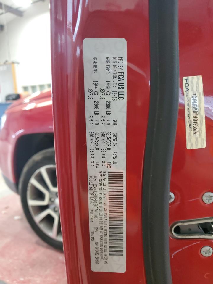 2017 Jeep Compass Sport VIN: 1C4NJDBB0HD128574 Lot: 93336105