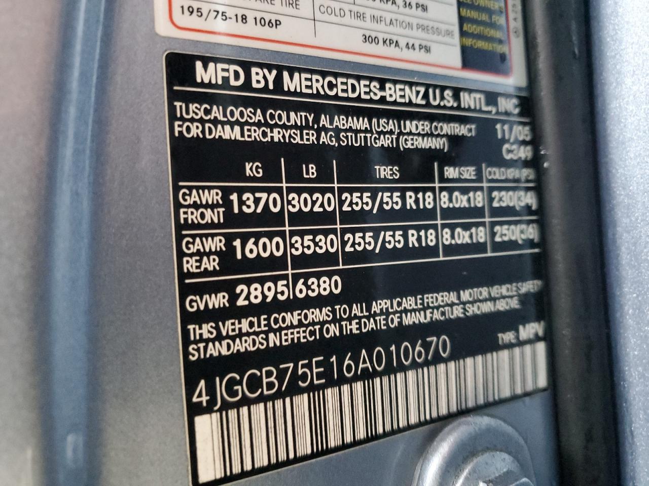 2006 Mercedes-Benz R 500 VIN: 4JGCB75E16A010670 Lot: 91798045